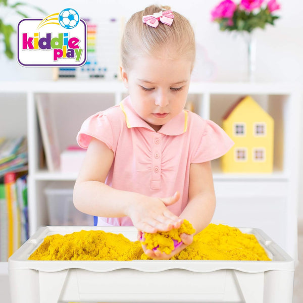 Kiddie Play Building Blocks Table for Kids 7 in 1 Activity Table Set for Toddler, with Chair & 2 Hanging Storage Boxes, Compatible with Building