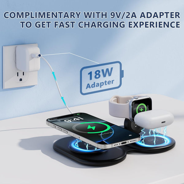 2026 Traveling Portable Wireless Mag-Safe Fast Charging Station,Magnetic 3 in 1 Charger for iPhone 17 16 15 14 13 12 Pro Max Plus,Apple Watch