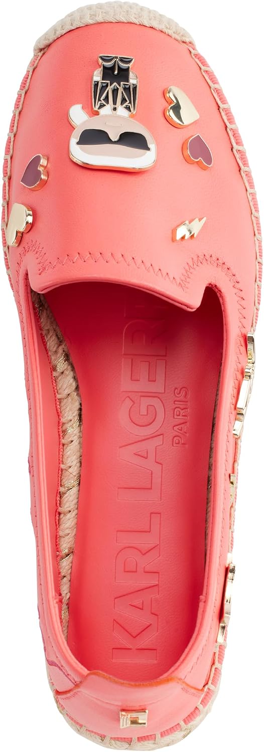 Karl Lagerfeld Women's Michaela Slip on Espadrille Sandal with Pins 8 Sunset Coral