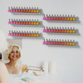 FEMELI Nail Polish Wall Rack: 6 Shelves 15 Inch Clear Acrylic Nail Polish Organizer for 66-90 Bottles Multi-Purpose Acrylic Floating Shelves (15
