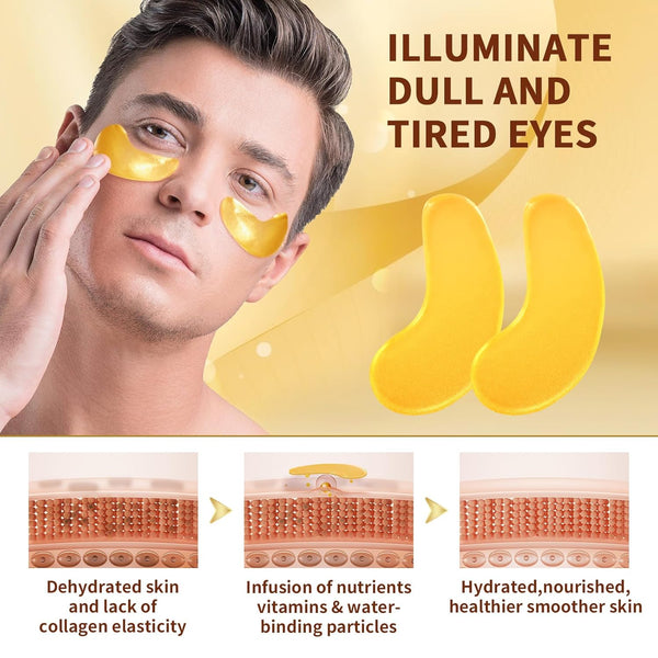 20Pairs/40Pcs 24K Gold Eye Patches, Collagen Eye Masks for Dark Circles and Eye Bags, Smooth Wrinkles & Puffy Eyes, Moisturizing Skin, Skincare