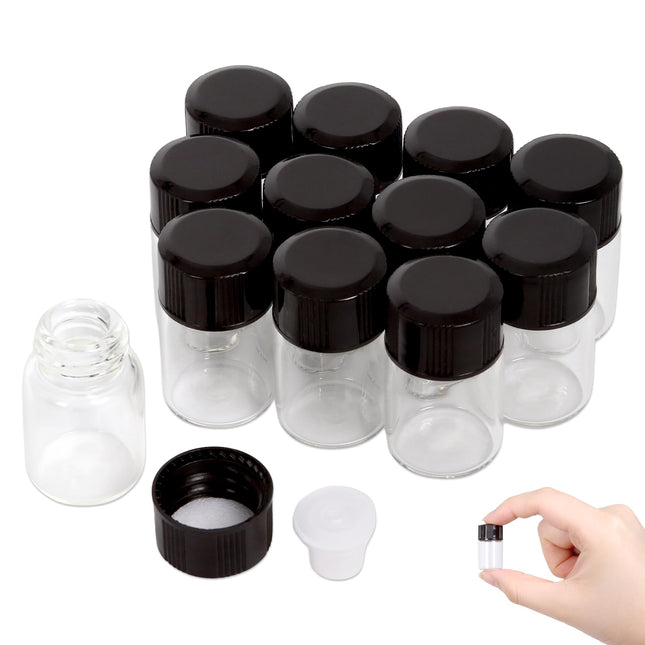 Beauticom 2ML Clear Glass Vial 12 Pieces with Orifice Reducer and Dropper Top