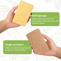 Yolaist 12 Pack Non-Scratch Scrub Sponge, Natural Kitchen Sponges for Cleaning Kitchen, Scratch Free Biodegradable Sponges for Dishes, No-Stick