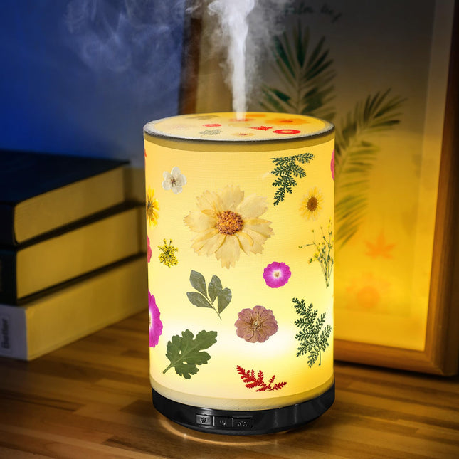 Essential Oil Diffuser Pressed Flower Lamp 250Ml Aromatherapy Diffuser LED 7 Col