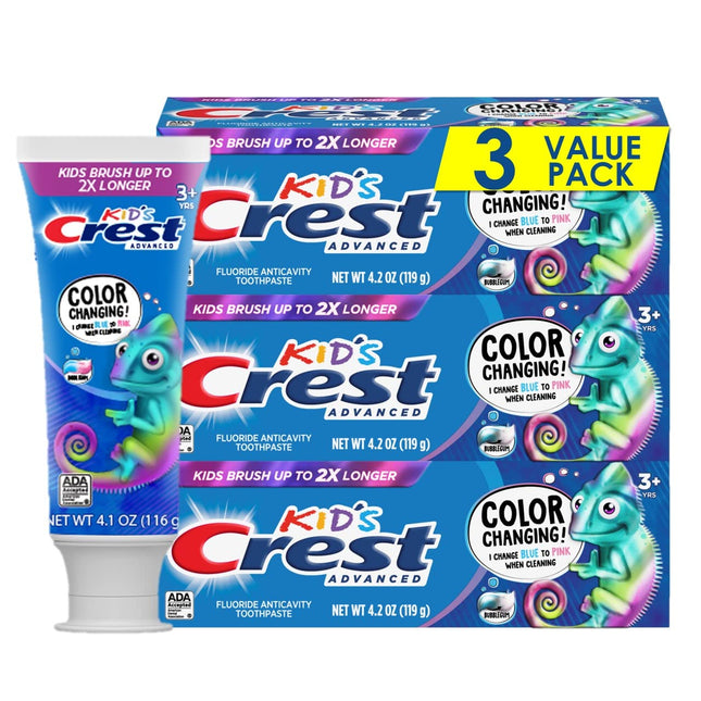 Crest Advanced Kid'S Fluoride Toothpaste, Bubblegum Flavor, 4.2 Oz, 3 Count, Col