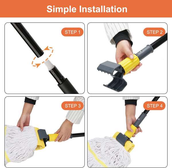 KeFanta Commercial Mop Heavy Duty Industrial Mop,60" String Wet Cotton Mops 1 industrial mop - Yellow