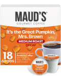 Maud'S Decaf Pumpkin Spice Flavored Coffee Pods, 18 Ct, Medium Roast Flavored Coffee in Recyclable Single Serve Pods â 100% Arabica Beans,
