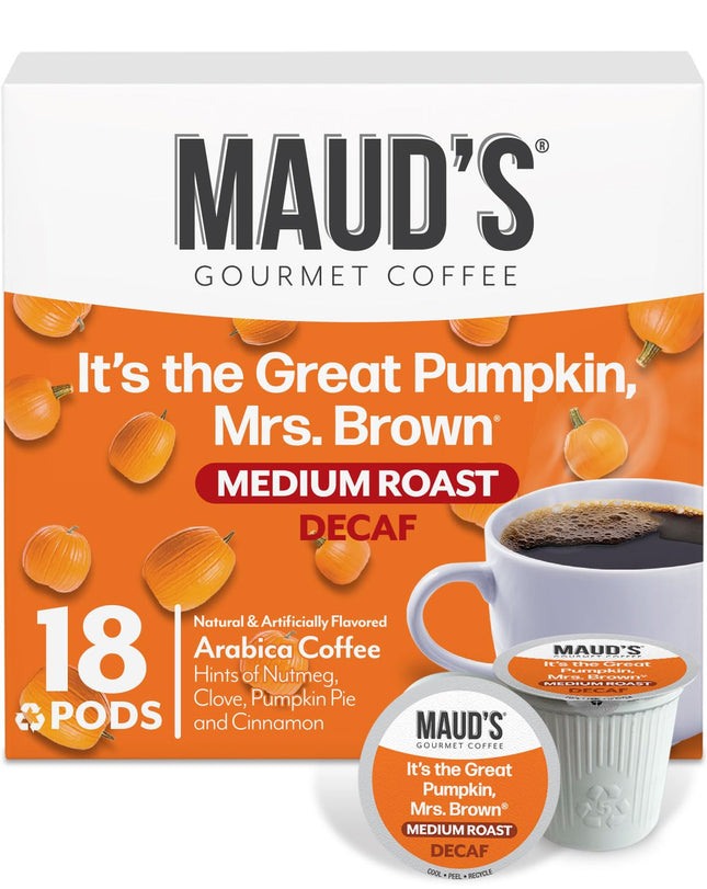 Maud'S Decaf Pumpkin Spice Flavored Coffee Pods, 18 Ct, Medium Roast Flavored Co