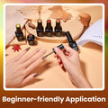 Beetles Fall Gel Polish Set, Autumn Leaves Collection, Burgundy Red Brown Colors | 6 Colors Orange Yellow Gel Polish Kit for Nails Soak Off UV LED