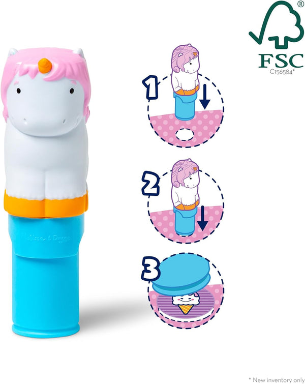 Melissa & Doug Sticker WOW!™ 24-Page Activity Pad and Sticker Stamper, 300 Stickers, Arts and Crafts Fidget Toy Collectible Character – Unicorn -