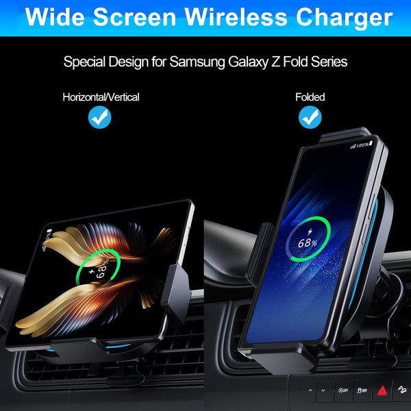 Wireless Car Charger for Samsung Galaxy Z Fold 6/5/4/3, 15W Fast Charging Car Mount, Car Accessories, Air Vent Charging Car Phone Holder for