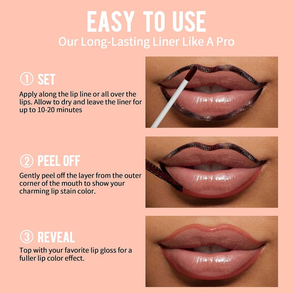 iMethod Lip Liner Stain Peel Off with Tweezer, Nude Pink | Lip Stain Peel Off, Long Lasting Natural, Waterproof, Transfer-Proof, Easy to Use, Stay