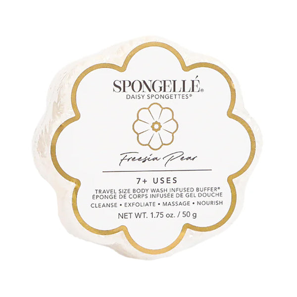 Spongelle Freesia Pear Spongette Loofah Body Scrubber | Bath & Shower Loofah for Women | Body Scrubber Exfoliator with Body Wash Infused Sponge |