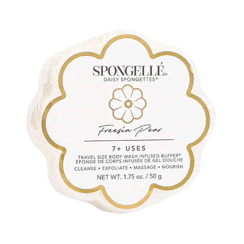 Spongelle Freesia Pear Spongette Loofah Body Scrubber | Bath & Shower Loofah for Women | Body Scrubber Exfoliator with Body Wash Infused Sponge |