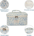 Large Makeup Bag, Cute Cosmetic Bag for Women Girls, Floral Coquette Aesthetic Toiletry Bag, Travel Make up Organizer Bag (BDLH)