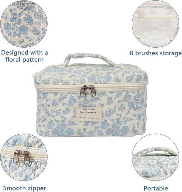 Large Makeup Bag, Cute Cosmetic Bag for Women Girls, Floral Coquette Aesthetic Toiletry Bag, Travel Make up Organizer Bag (BDLH)