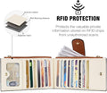 BOSTANTEN Leather Wallets for Women Large RFID Blocking Slim Bifold Purse Card Holder with Zipper Pocket Beige Brown Large 0-beige-brown