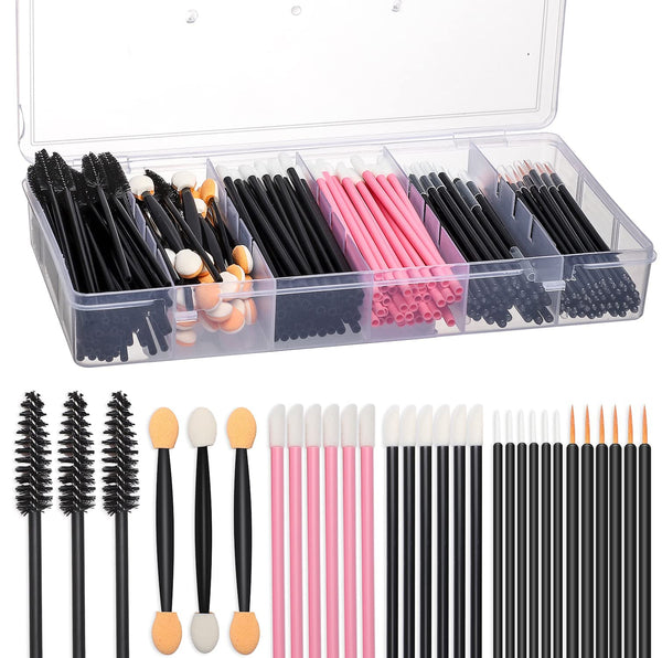 300pcs Disposable Makeup Tool Kit,Brow brush/Mascara brush/Lip Applicators/Eyeshadow applicators/Eye liner brush,JASSINS Makeup Disposable