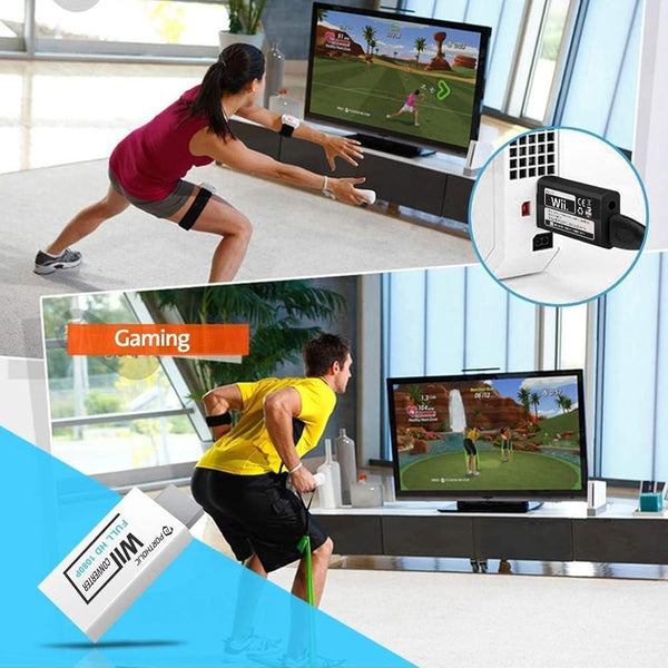 PORTHOLIC Wii to HDMI Converter 1080P with 5FT/1.5M High Speed HDMI Cable Wii2 HDMI Adapter Video&Audio with 3.5Mm Jack Audio, Support All Wii