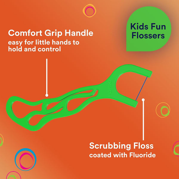 DenTek Fun Flossers – Kids Floss Picks with Wild Fruit Flavor, 90 Count Wild Fruit 90 Count (Pack of 1)