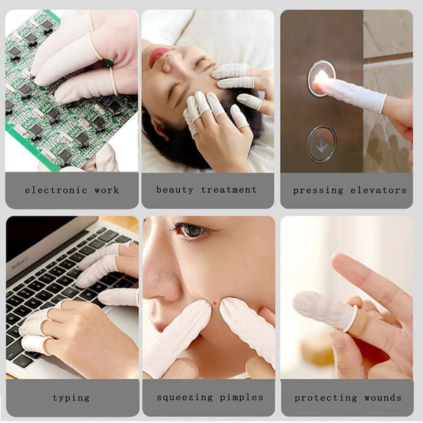 Approx. 420 Pcs Latex Finger Cots, Disposable Medium Finger Gloves, Fingertip Protectors, Thumb Covers, Sleeves Covers Protection for