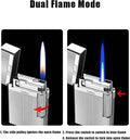 Dual Flame Mode Classic Lighter, Jet Torch Lighter Soft Flame Lighter 2 in 1 Windproof Refillable Butane Lighter for Men Dad Husband Collect,Black c