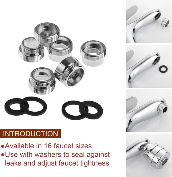 16 pcs Faucet Adapter Kit, CNYMANY Kitchen Aerator Adapter Set Male Female M22 Sink Faucet Adapter Connecting Garden Hose Water Filter Standard