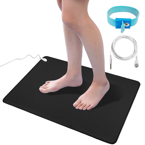 Grounding Mat Kit for Healthy Grounding Energy, Grounding Pad for Sleep with Grounding Wristband & 15ft Grounding Cord, for Improve Sleep and