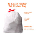 Amazon Basics Flextra Strength Tall Kitchen Drawstring Trash Bags, Fresh Scent, Tear Resistant, 13 Gallon, 120 Count 120 Count (Pack of 1)