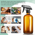 GIVAMEIHF 16oz Amber Glass Spray Bottles,2 Pack Glass Spray Bottles Refillable Empty Bottle with Adjustable Nozzle,Spray Bottle for Essential