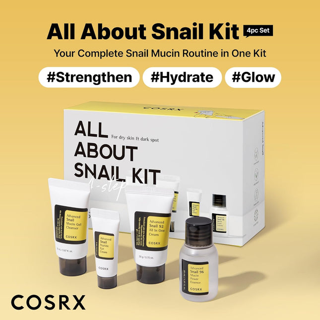 COSRX All about Snail Mucin Korean Skin Care Set, Mini Travel Essentials, Travel