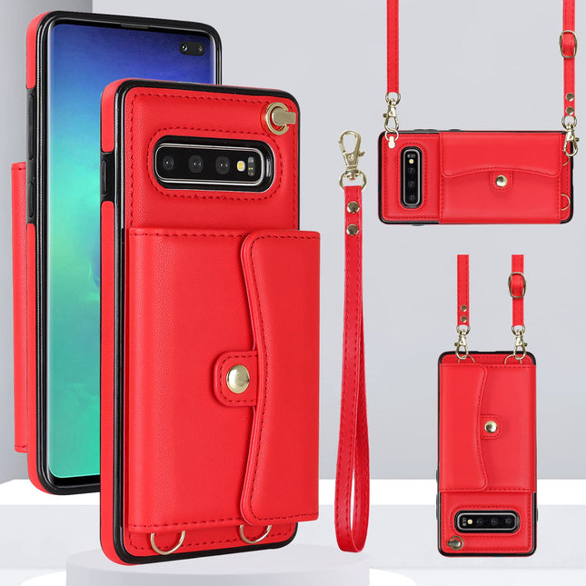 Asuwish Phone Case for Samsung Galaxy S10 plus Wallet Cover with RFID Blocking Credit Card Holder Wrist Crossbody Strap 