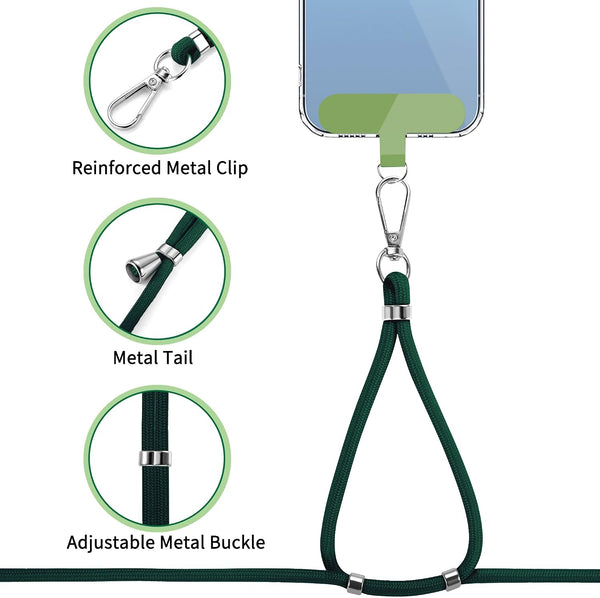 CACOE Phone Lanyard 2 Pack-1× Adjustable Neck Strap,1× Wrist Strap,2× Pads,Universal Crossbody Cell Phone Lanyards,Multifuctional Phone Lanyards