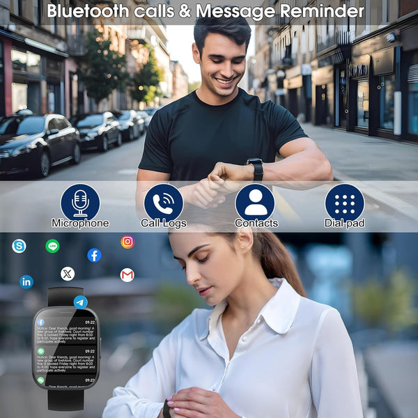 Smart Watch for Men Women Bluetooth Call, 1.95" HD Touch Screen Fitness Watch with Sleep Heart Rate Monitor, 100+ Sports Modes, IP68 Waterproof