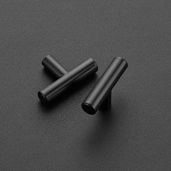 Ravinte Matte Black Cabinet Pulls Cabinet Handles Single Hole 10 Pack | 2 Inch Length, Stainless Steel, Round T Shape Bar, Modern Style, Kitchen