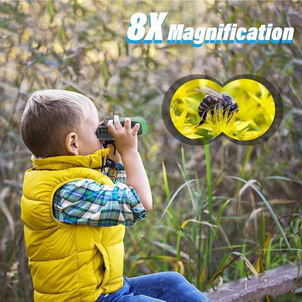 Easter Gifts for 3-12 Years Old Boys, VNVDFLM Compact 8x21 Shock Proof Green Binoculars for Bird Watching Kids Telescope for Teens Toys for 5-10