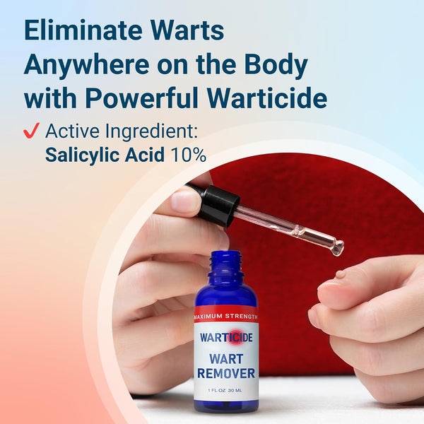 Fast-Acting Wart Remover - Effective Plantar and Genital Wart Removal with Natural Ingredients - Attacks Warts on Contact, Easy Dropper