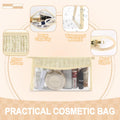 Small Boho Straw Clear Makeup Bags for Women&Girls, Zipper Cosmetic Bag Chenille Varsity Letter Patch Bag, Preppy Cute Toiletry Pouch, Trendy