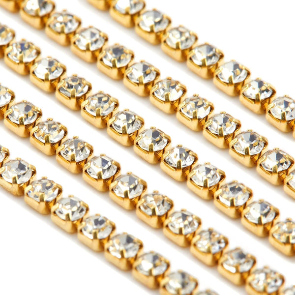 Juvale Gold Rhinestone Trim Chain - 11 yd x 2 mm Gold - DIY Crafts & Sewing - Appliques & Embellishments - Sew-On Rhinestones for Clothes 11 Yards