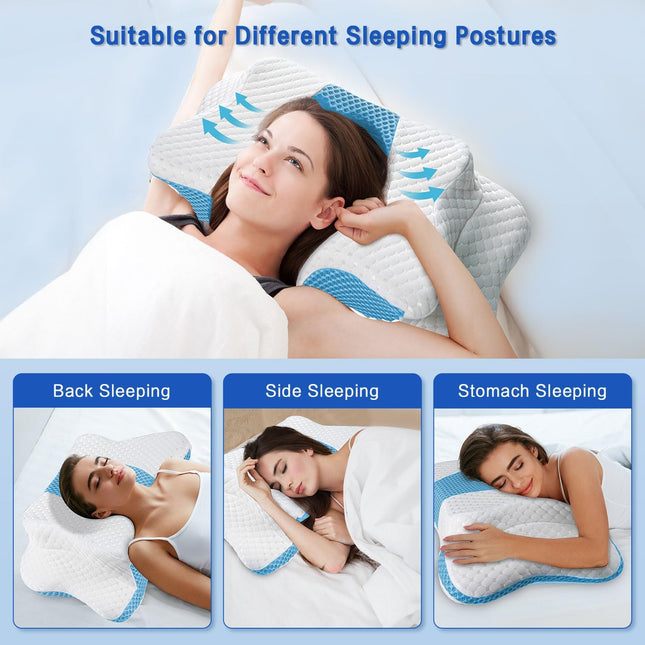 Pain Relief Cervical Pillow for Neck Support,Adjustable Ergonomic Pillow Cozy Sleeping,Odorless Orthopedic Memory Foam P