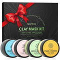 4 Pcs Clay Facial Mask Set - Turmeric, Vitamin C, Green Tea, Dead Sea Mud, and Rose Clay Skin Care Mask for Deep Cleansing, Moisturizing, and