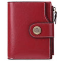 FALAN MULE Small Wallet for Women Leather Bifold Compact Small Womens Wallet with RFID Blocking Bright Red