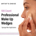 Artist's Choice Makeup Wedges, 100 Pack Triangle Cosmetic Sponges for Foundation, Blush, Concealer, and Eye Shadow, Crisp Edges for Precise