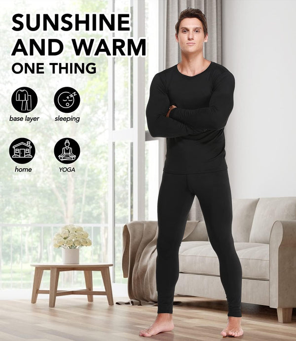 Jzcreater Thermal Underwear for Men, Mens Long Johns Thermal Underwear Set, Fleece Lined Base Layer for Cold Weather