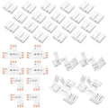 Mudder 28 Pieces 3 Pin LED Connector LED Strip Solderless Light l Shape Lights Extension T Shape Solderless Adapter Connector 10 mm for WS2811