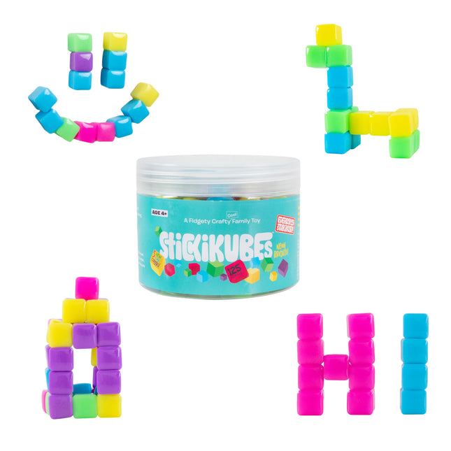 KOMARC GAMES Stickikubes, Mini Stacking Cubes That Stick to Anything, Non Toxic 