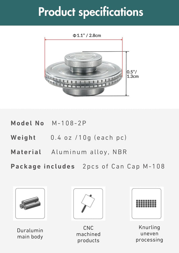 CAMPINGMOON 4pcs Cap for Camping Gas Fuel Canister with EN417 Lindal Valve M-108-4P