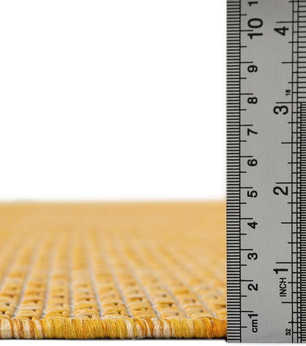 Unique Loom Collection Casual Transitional Solid Heathered Indoor/Outdoor Flatweave Area Rug (2' 2" X 3' 1" Oval, Corn Harvest Yellow)