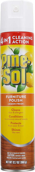 Pine-Sol Furniture Polish, Lemon Scent - Wood Furniture Spray Gives You a Powerful Clean You Can Trust , 12.7 Ounces - 6 Pack