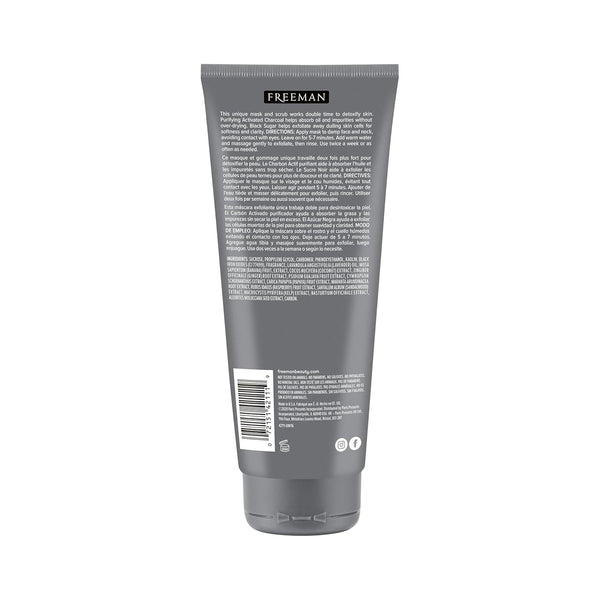 Freeman Polishing Charcoal & Black Sugar Facial Gel Mask+ Scrub, Purifies Skin, Not Over-Drying, Polishing Face Mask, Exfoliating, Removes Dead